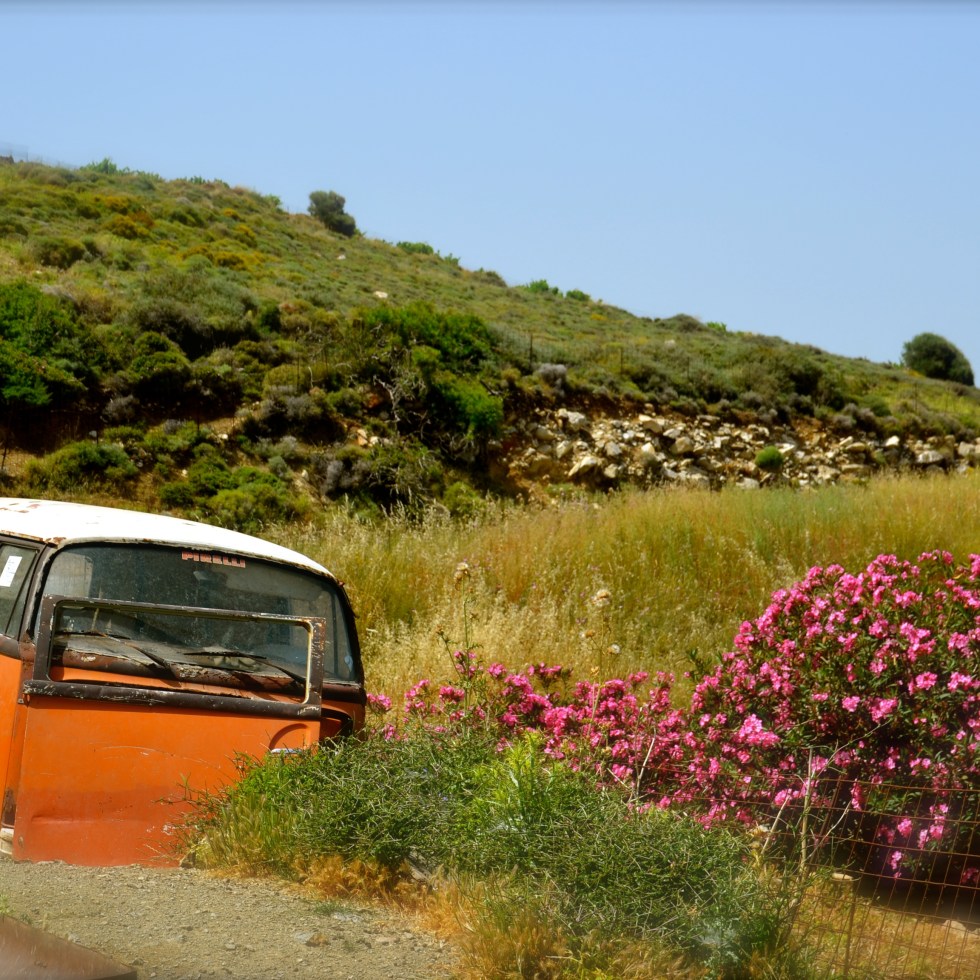 minivan, pre-stick figure people days. Naxos Island, Greece.