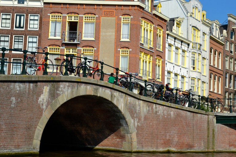 bicycles on bridge.