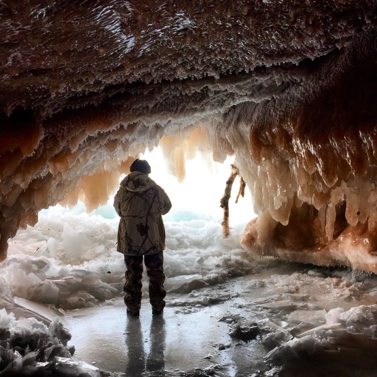 Exploring the ice caves with my dad during my last days of unemployment, Apostle Islands, Wisconsin