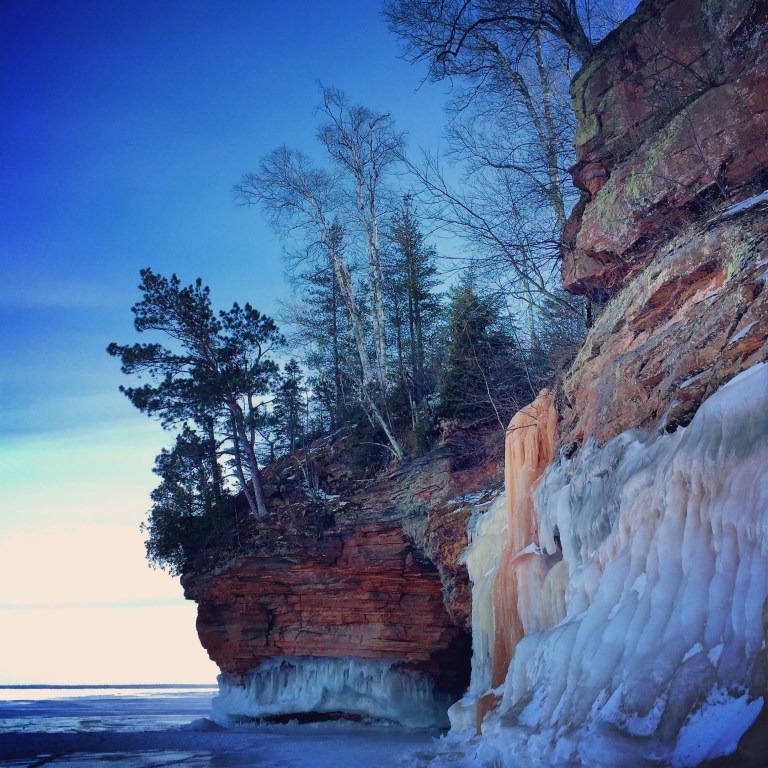 Ice cave exploration in Wisconsin